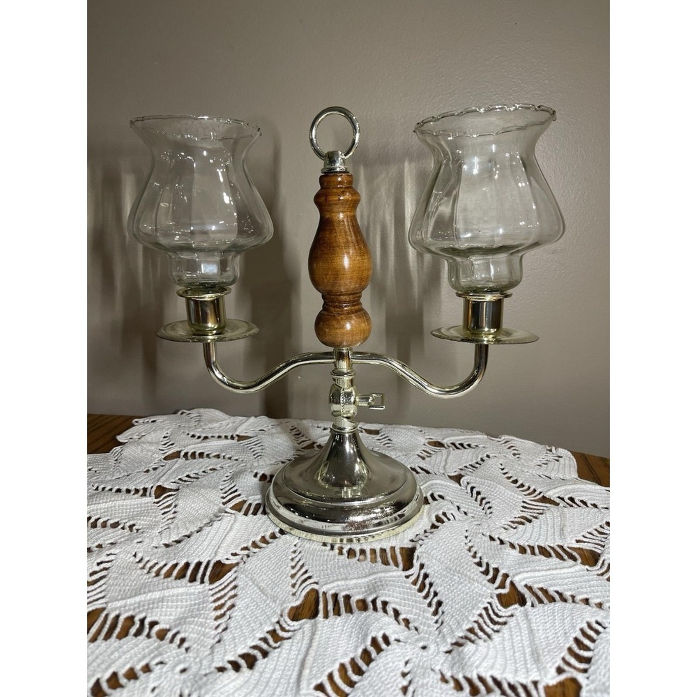Vintage Home Interiors Wood Grain 2 Arm Candelabra Candle Holder Sconce